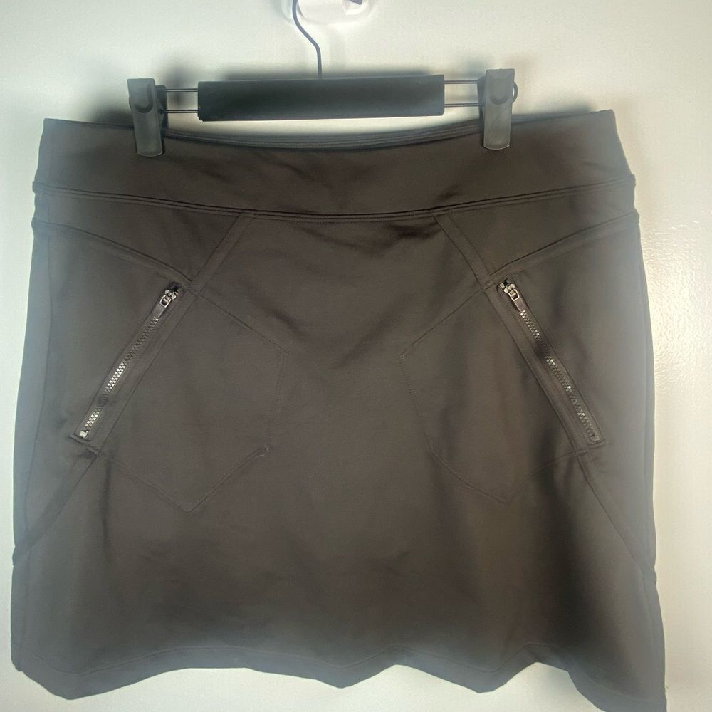 Athleta Chocolate Mini Skirt with Zipper Accents